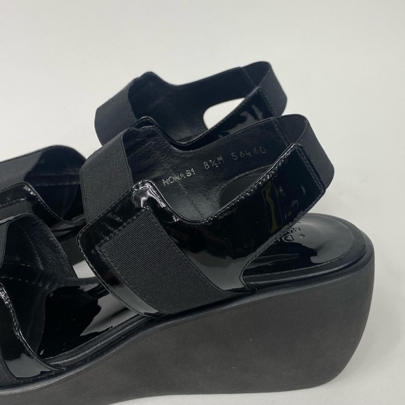 Donald J. Pliner Black Nona Patent Wedge Sandal Size Women's 8.5 - Picture 8 of 11
